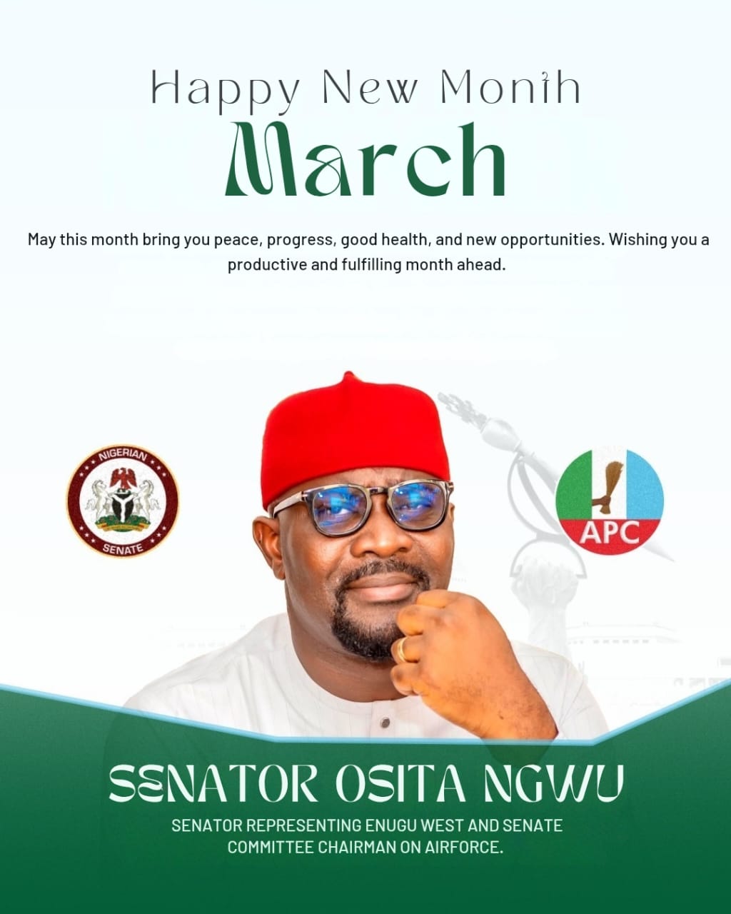 HAPPY NEW MONTH TO THE GREAT PEOPLE OF ENUGU WEST SENATORIAL DISTRICT.