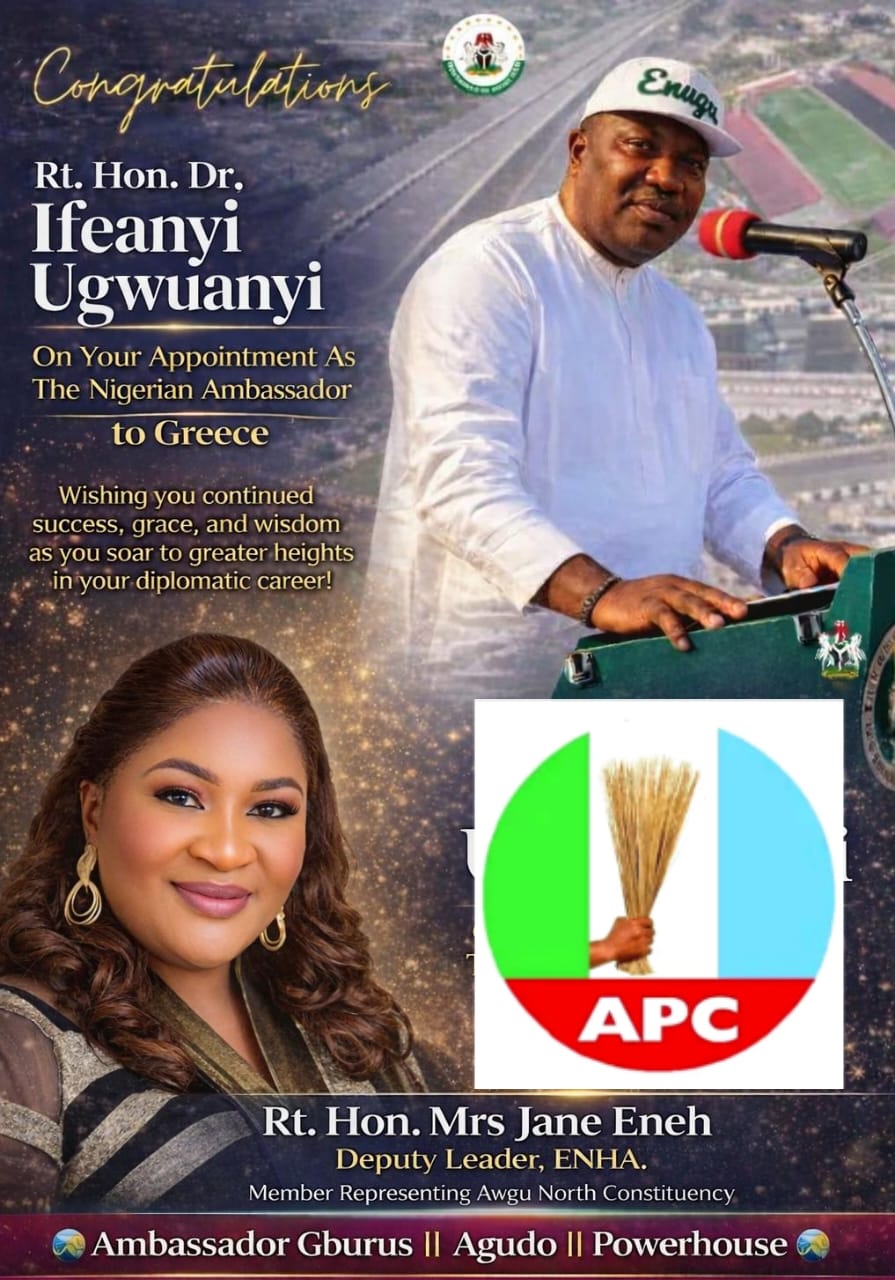 DIPLOMATIC ROLE: RT. HON. MRS. JANE ENEH FELICITATES WITH FORMER GOV. UGWUANYI ON HIS AMBASSADORIAL APPOINTMENT TO STRENGTHEN NIGERIA-GREECE RELATIONS.