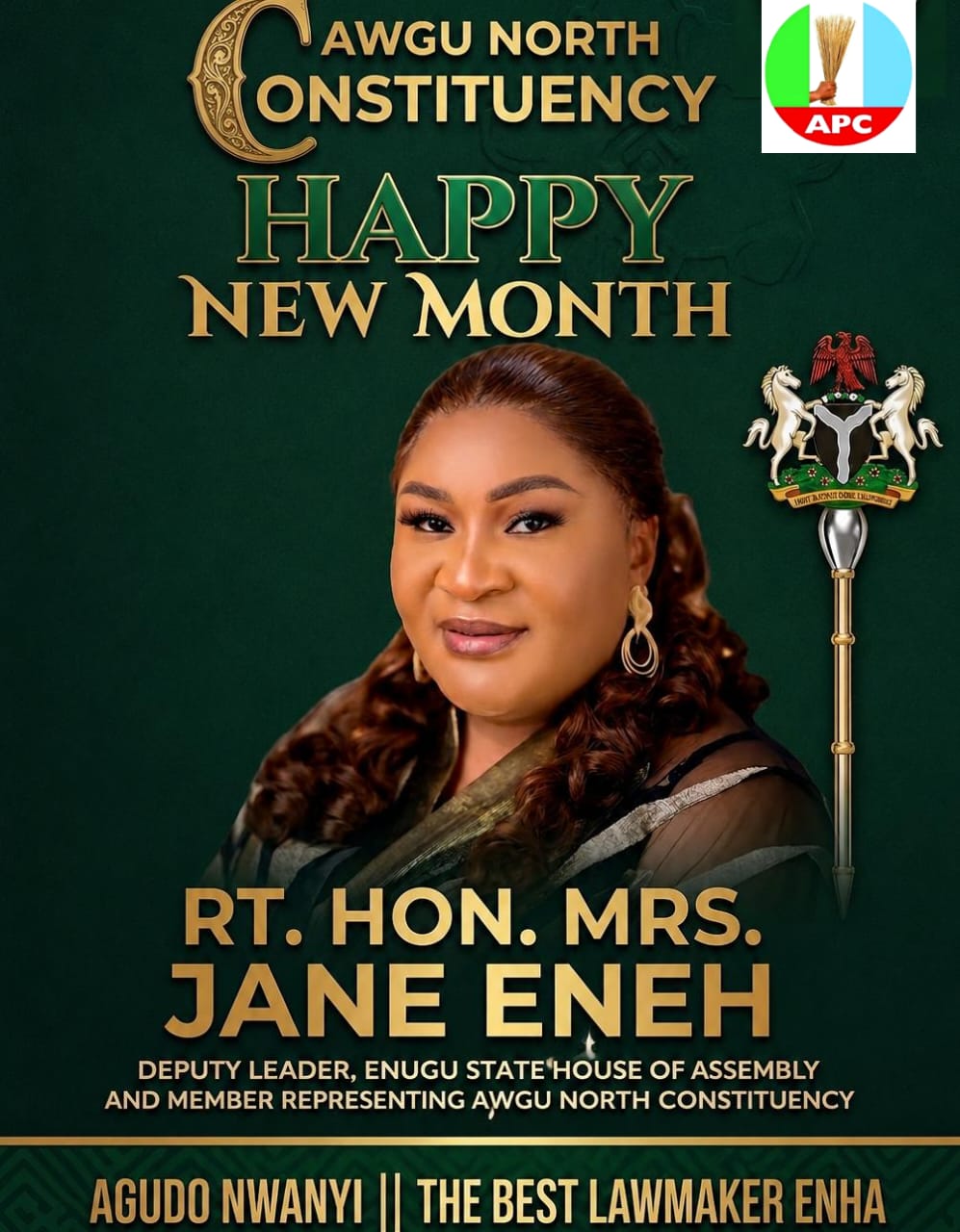 JULY OF RENEWED HOPE: RT. HON. MRS. JANE ENEH EXTENDS HEARTFELT WISHES, CALLS FOR UNITY AND COLLECTIVE PROGRESS ACROSS ENUGU STATE.